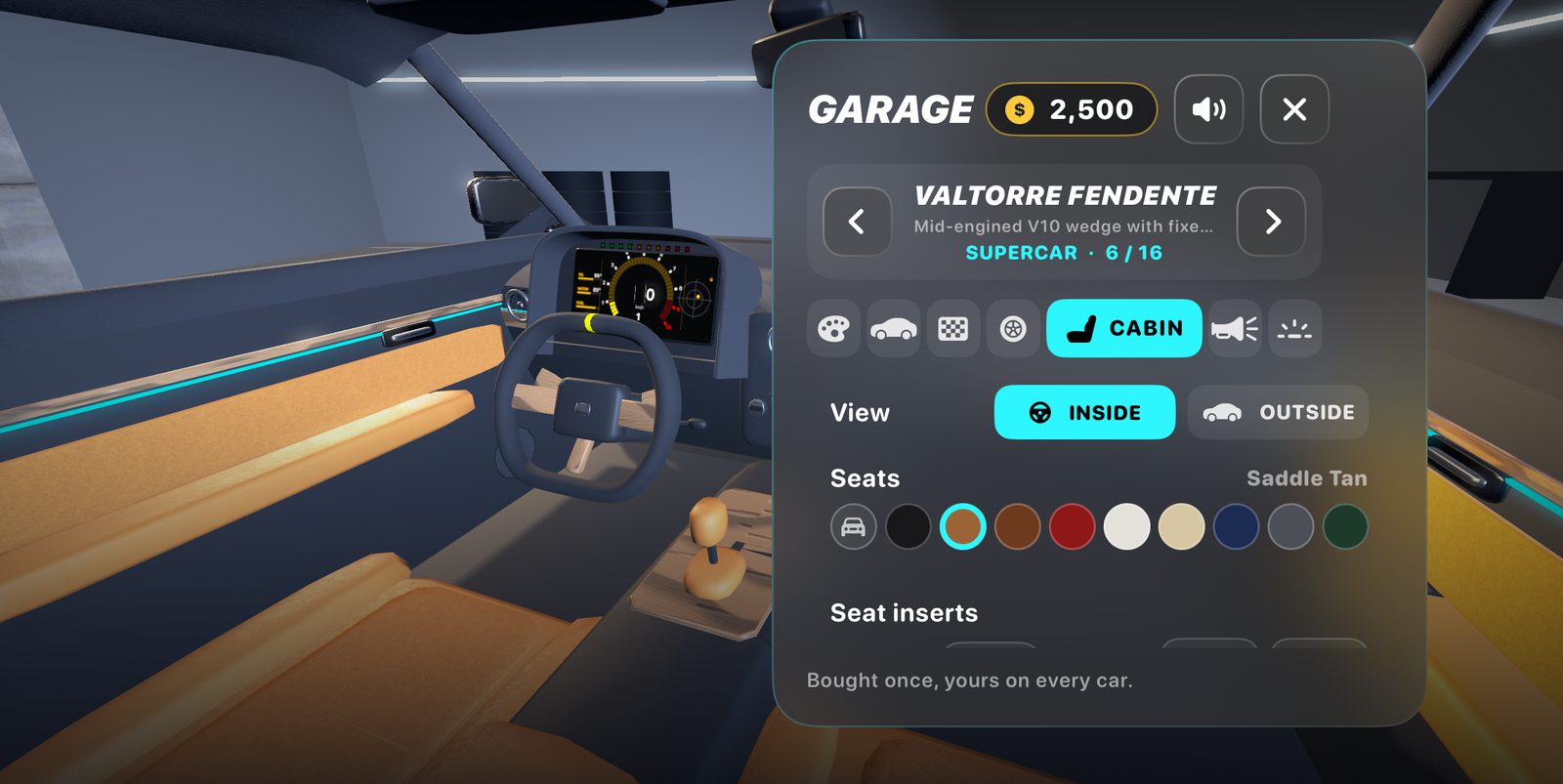 the cabin tab, camera inside the car