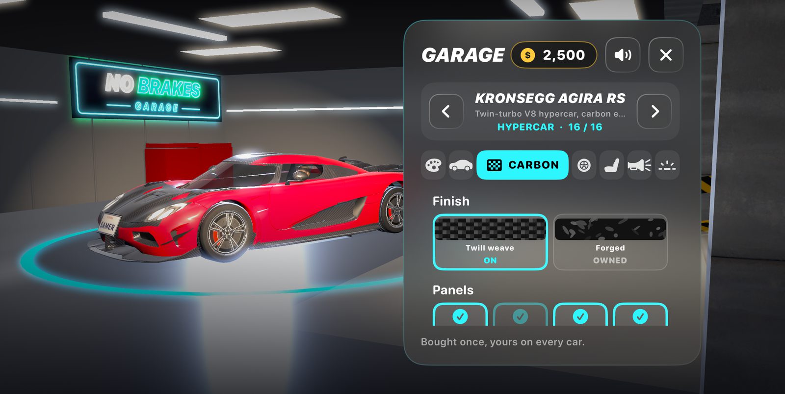 carbon fibre parts on the agira