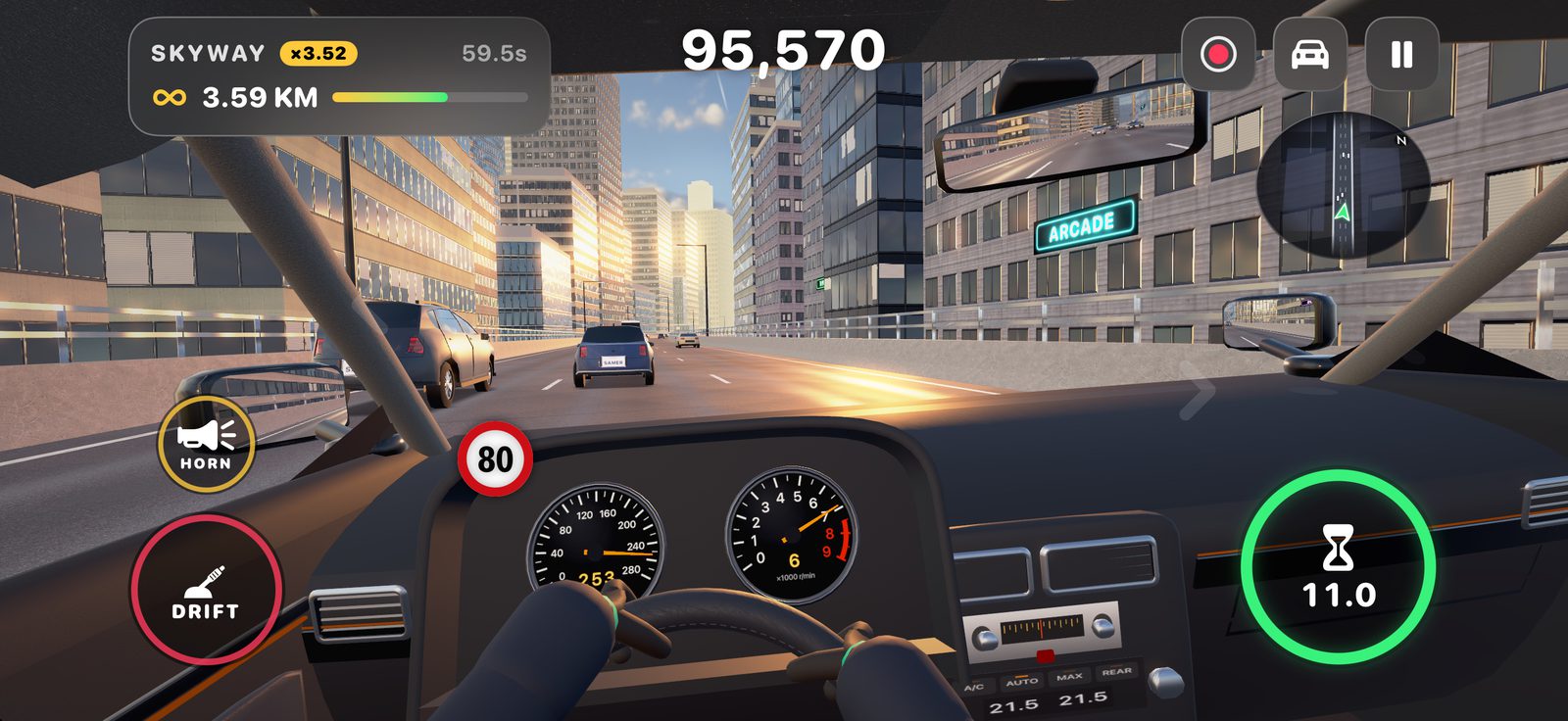 first-person cockpit at speed