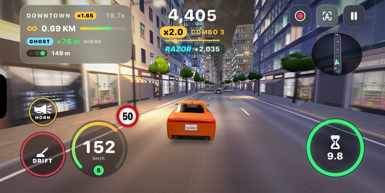 downtown · your best run's ghost