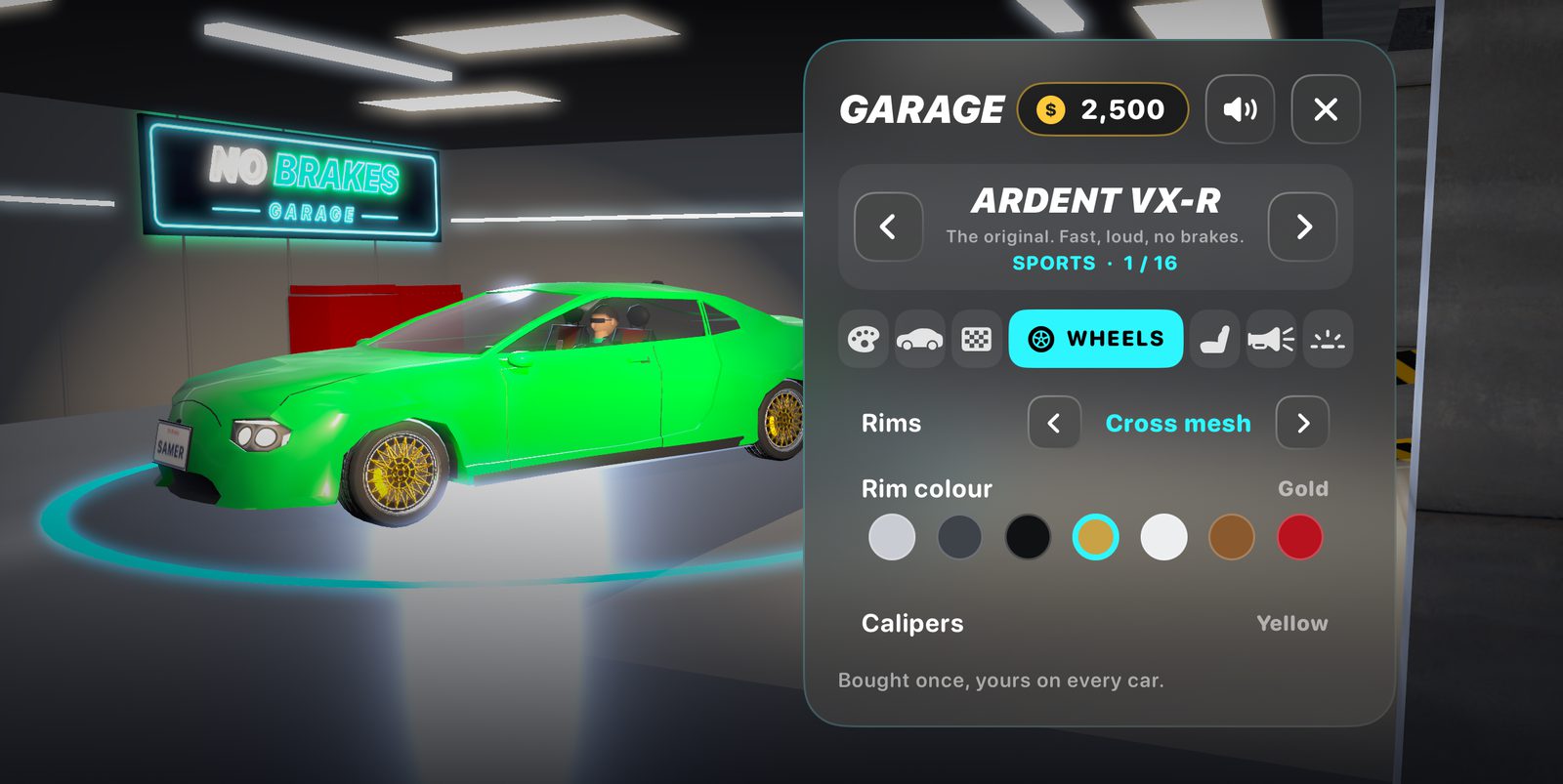 garage · rims and calipers