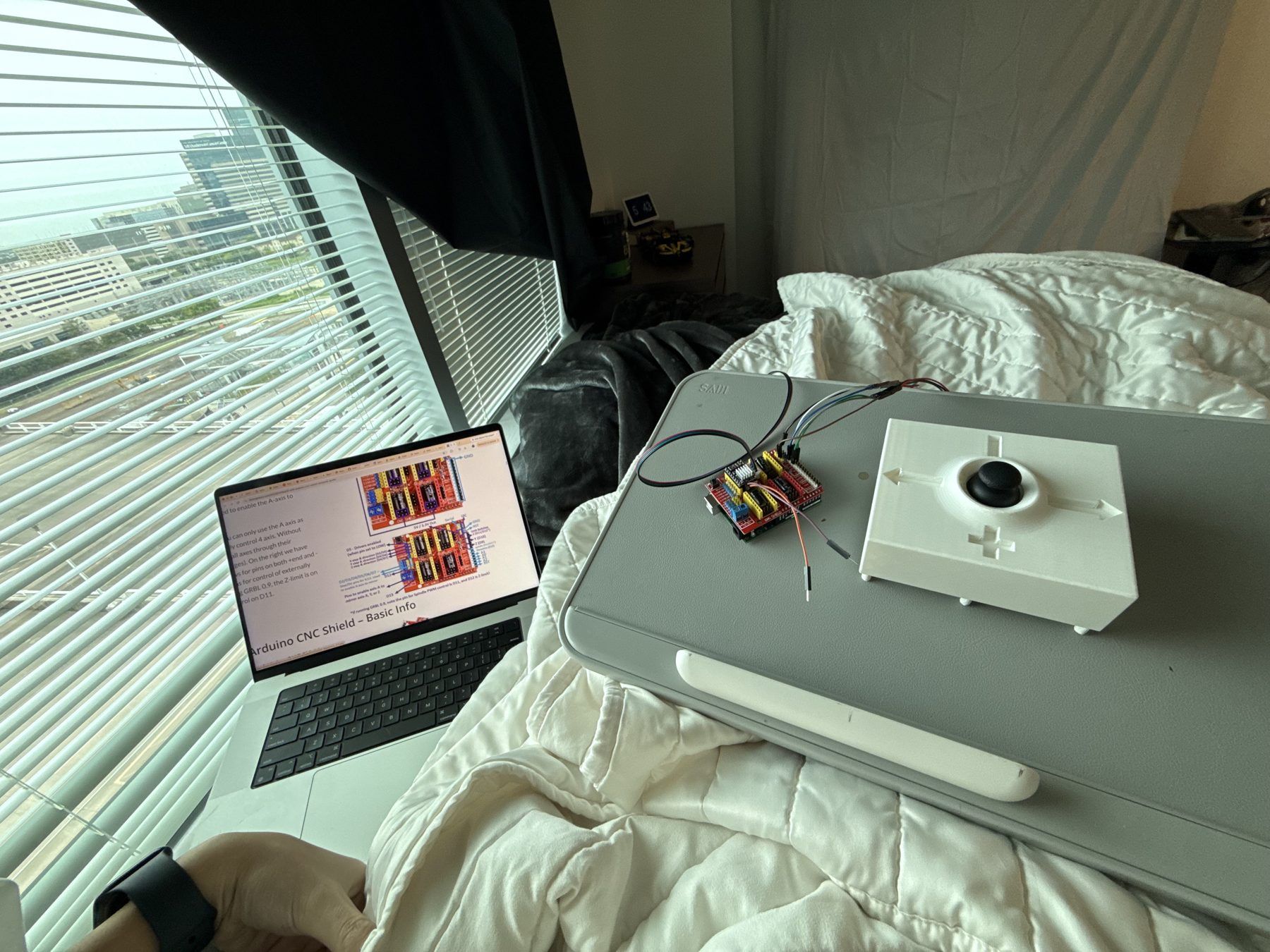 The final electronics enclosure with the joystick installed